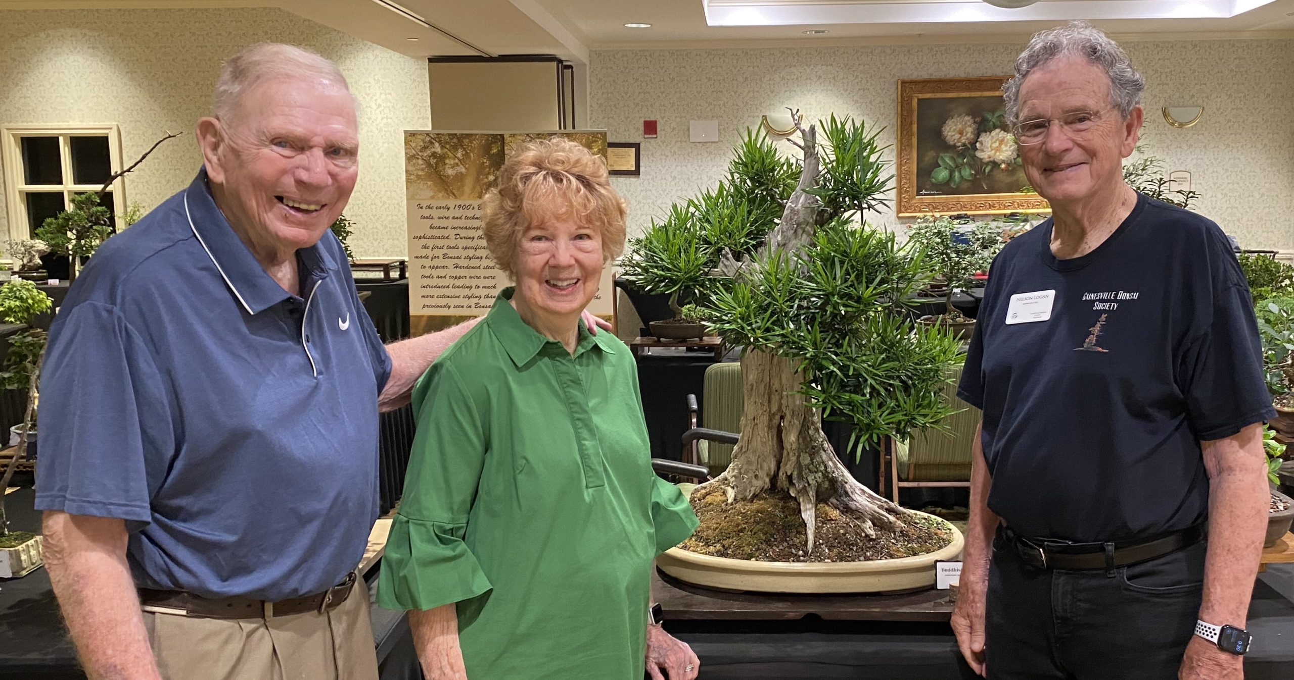 Oak Hammock residents view the bonsai exhibition.