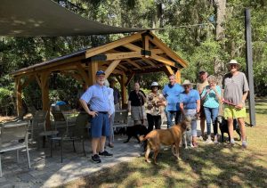 Residents at the dog park at Oak Hammock.