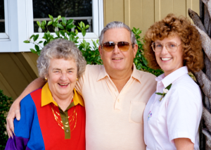 Sandy Furches with her parents, ??, in 1993.